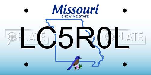 LC5R0L Missouri License Plate