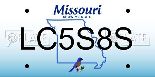 LC5S8S Missouri License Plate