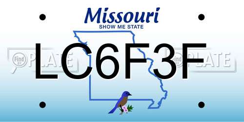 LC6F3F Missouri License Plate