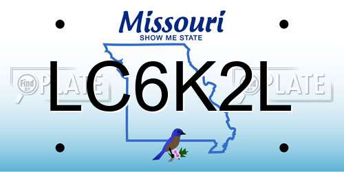 LC6K2L Missouri License Plate