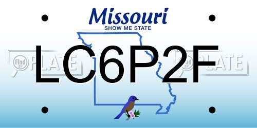 LC6P2F Missouri License Plate