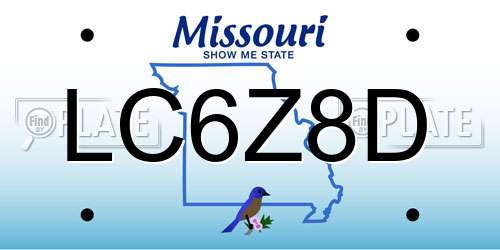 LC6Z8D Missouri License Plate