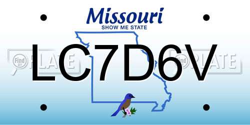 LC7D6V Missouri License Plate