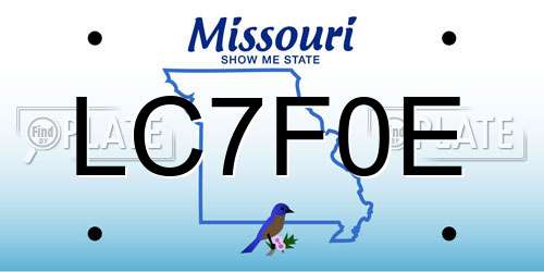 LC7F0E Missouri License Plate