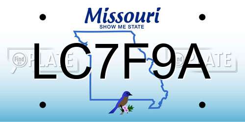 LC7F9A Missouri License Plate