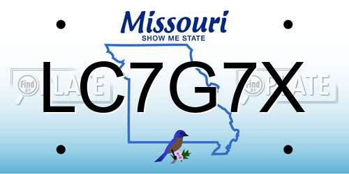 LC7G7X Missouri License Plate