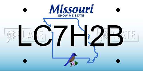 LC7H2B Missouri License Plate