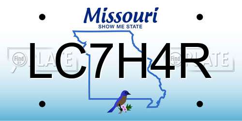 LC7H4R Missouri License Plate