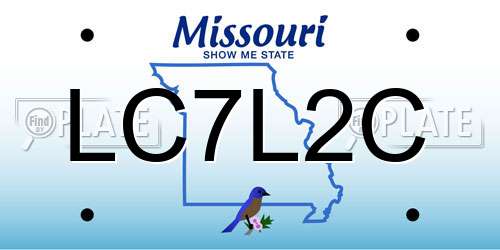 LC7L2C Missouri License Plate