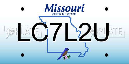 LC7L2U Missouri License Plate