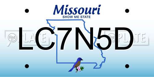 LC7N5D Missouri License Plate