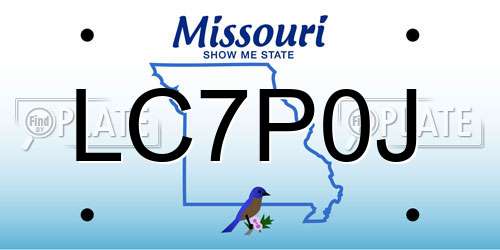 LC7P0J Missouri License Plate