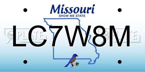LC7W8M Missouri License Plate