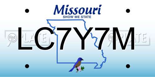 LC7Y7M Missouri License Plate