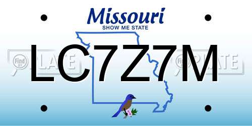 LC7Z7M Missouri License Plate
