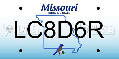 LC8D6R Missouri License Plate