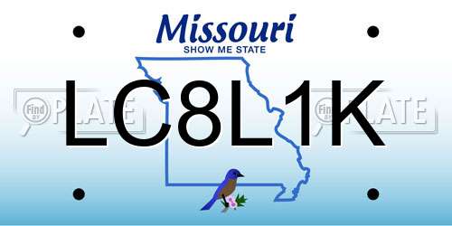 LC8L1K Missouri License Plate