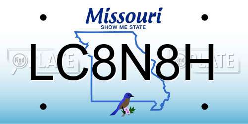 LC8N8H Missouri License Plate