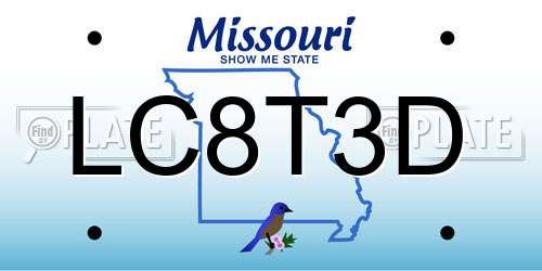 LC8T3D Missouri License Plate