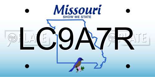 LC9A7R Missouri License Plate