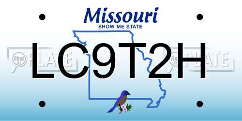 LC9T2H Missouri License Plate