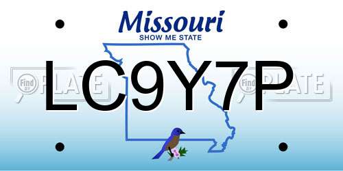 LC9Y7P Missouri License Plate