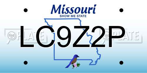 LC9Z2P Missouri License Plate