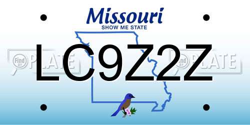LC9Z2Z Missouri License Plate