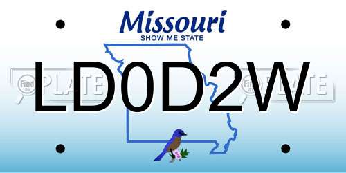LD0D2W Missouri License Plate