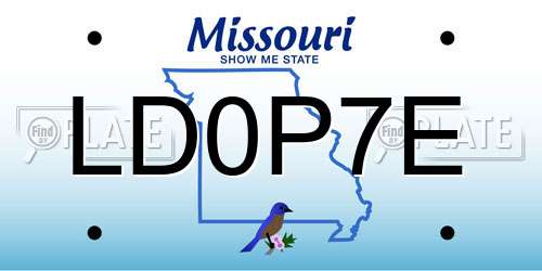 LD0P7E Missouri License Plate