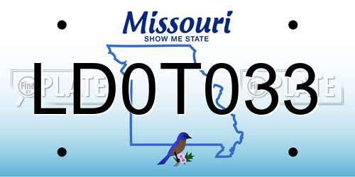 LD0T033 Missouri License Plate