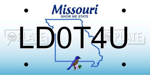 LD0T4U Missouri License Plate