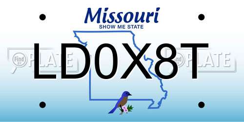 LD0X8T Missouri License Plate