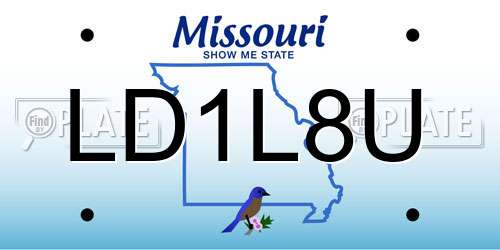 LD1L8U Missouri License Plate