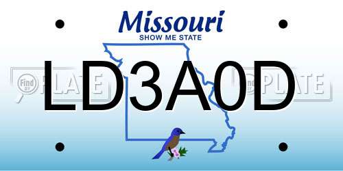 LD3A0D Missouri License Plate