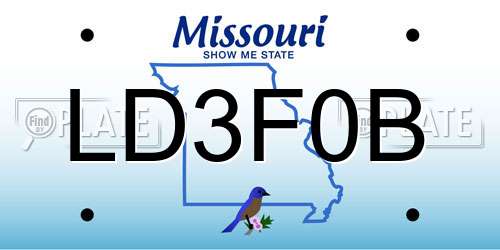 LD3F0B Missouri License Plate
