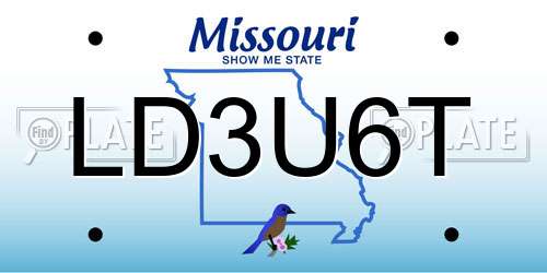 LD3U6T Missouri License Plate