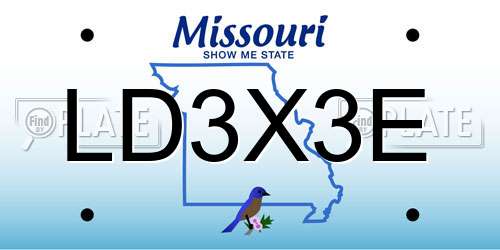 LD3X3E Missouri License Plate