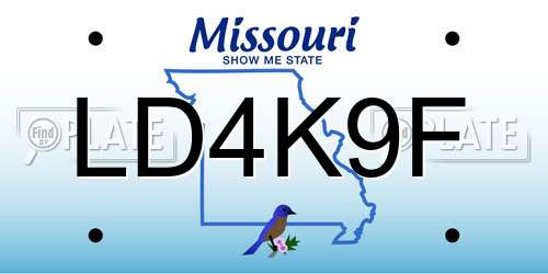 LD4K9F Missouri License Plate