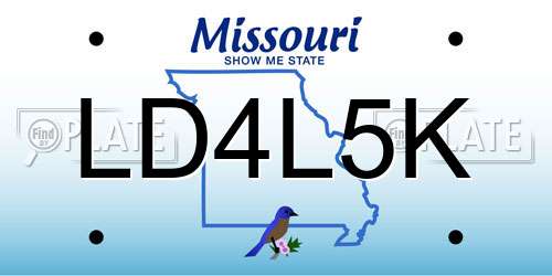 LD4L5K Missouri License Plate