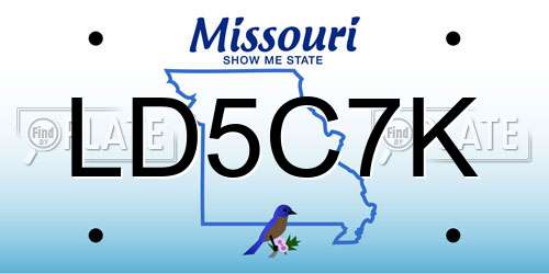 LD5C7K Missouri License Plate