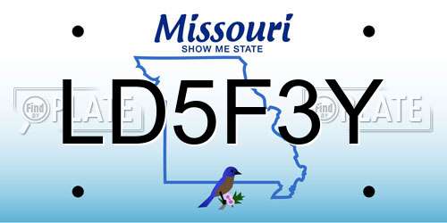 LD5F3Y Missouri License Plate