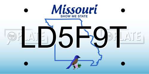 LD5F9T Missouri License Plate