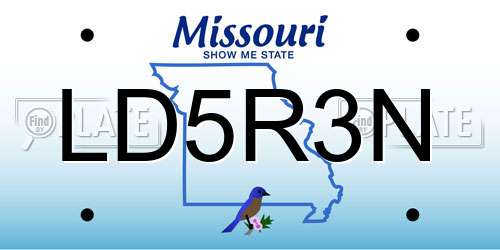 LD5R3N Missouri License Plate