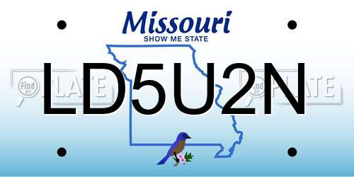 LD5U2N Missouri License Plate