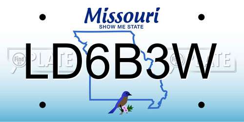 LD6B3W Missouri License Plate