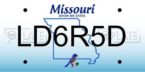 LD6R5D Missouri License Plate