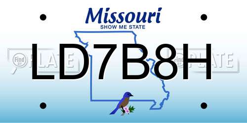 LD7B8H Missouri License Plate