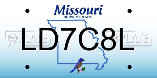 LD7C8L Missouri License Plate