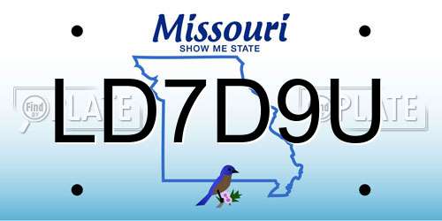LD7D9U Missouri License Plate